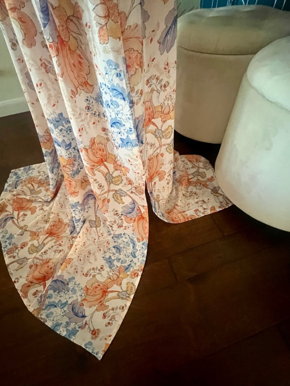 Floral Smocked Waist Maxi Dress In Peach And Blue By Love Kayla View 3